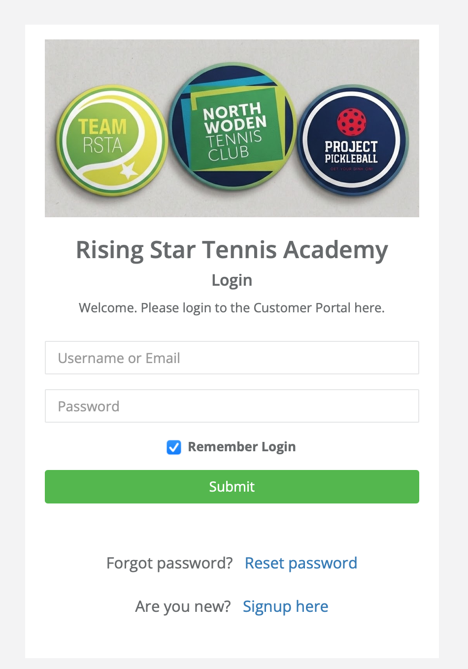 Rising Star Tennis Request a lesson log in